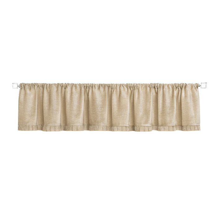 Bordeaux Rod Pocket Window Curtain Valance - 52 Inches x 14 Inches, Soft Chenille Fabric - Tan