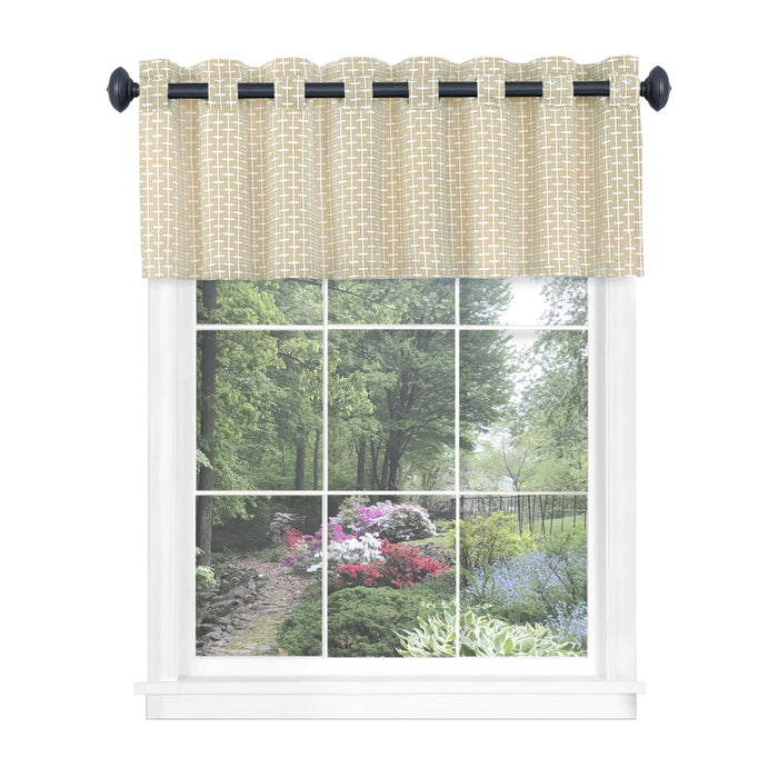 Bedford Rod Pocket Window Curtain Valance - 58 Inches x 13 Inches, Soft Chenille Fabric - Tan