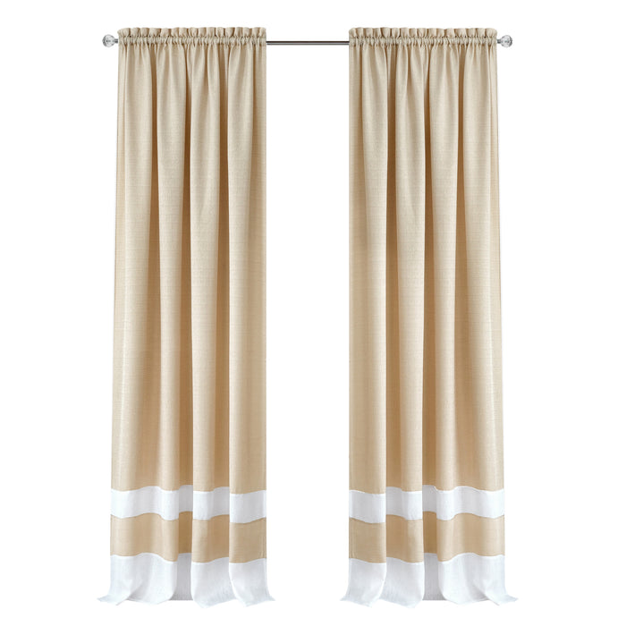 Darcy Rod Pocket Window Curtain Panel - 42 Inches Width - Light Filtering - Machine Washable - Geometric Diamond Clipped Design - Textiles & Soft Furnishings - Tan/White - 52x63