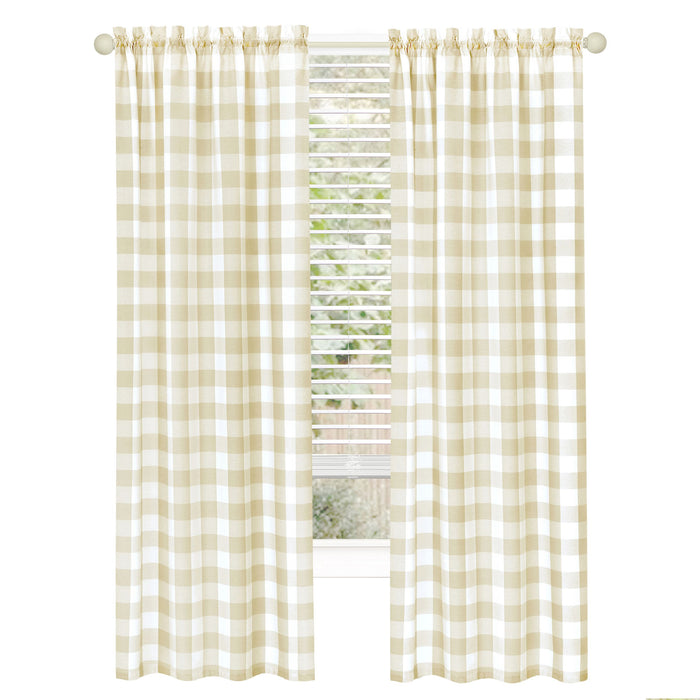 Hunter Rod Pocket Window Curtain Panel - Light-Filtering Fabric, 42 Inches Wide, Machine Washable - Tan - 42x63