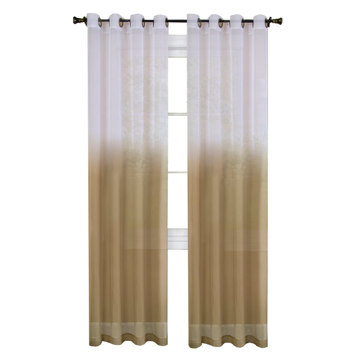 Masterpieces Essence Window Curtain Panel - 52 Inches, Semi-Sheer Fabric, Graduated Ombre Color, Grommet Top, Easy Maintenance - Tan - 52x63