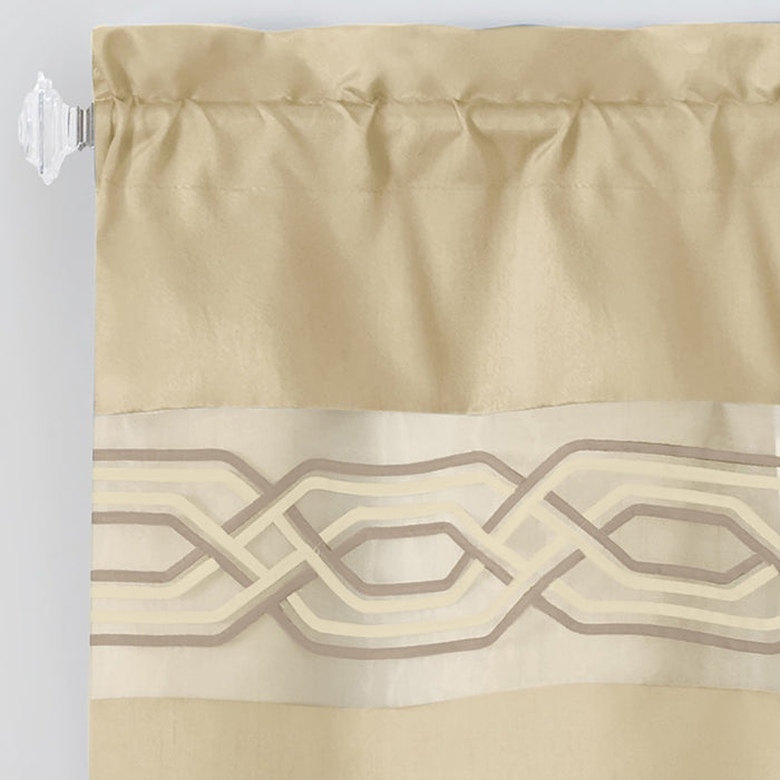 Paige 5 Piece Window Curtain Set - Valance, Panels, and Tie Backs Included - Tan - 55x84