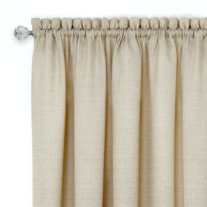 Darcy Rod Pocket Window Curtain Valance - 52 Inches x 14 Inches, Soft Chenille Fabric - Tan/White