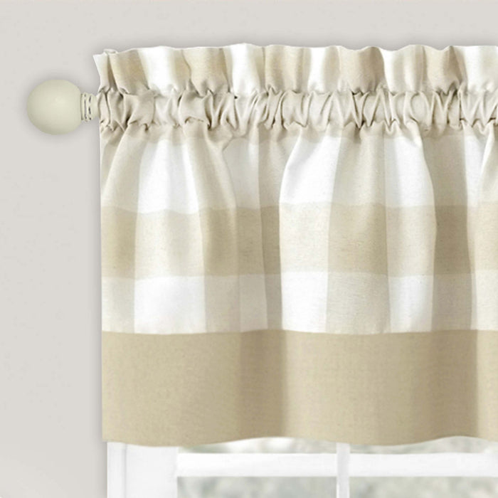 Window Curtain Tier Pair and Valance Set - Tan - 57x36