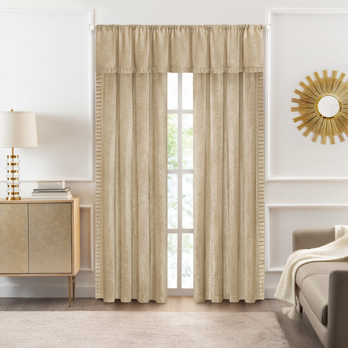 Bordeaux Rod Pocket Window Curtain Valance - 52 Inches x 14 Inches, Soft Chenille Fabric - Tan