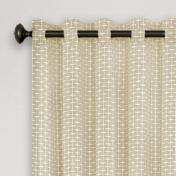 Front Tab Window Curtain Panel with Yarn-Dyed Accents - Bedford Collection - Tan - 42x84