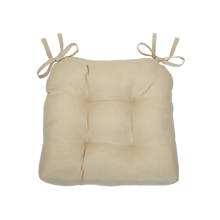 Chase Tufted Chair Seat Cushions - Set of 2 with Stain-Repellent Poly-Cotton Fabric - Tan