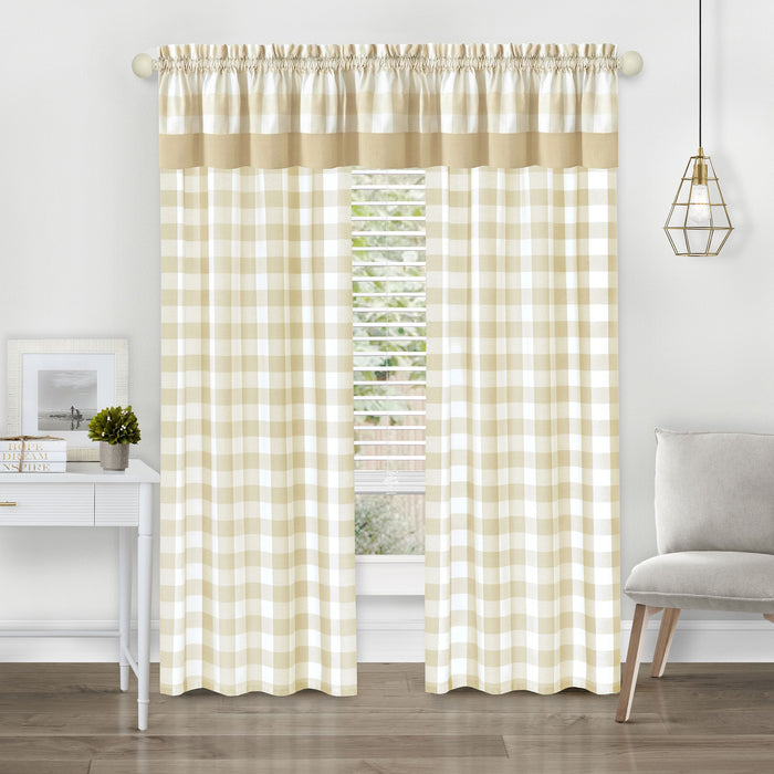 Hunter Rod Pocket Window Curtain Panel - Light-Filtering Fabric, 42 Inches Wide, Machine Washable - Tan - 42x63