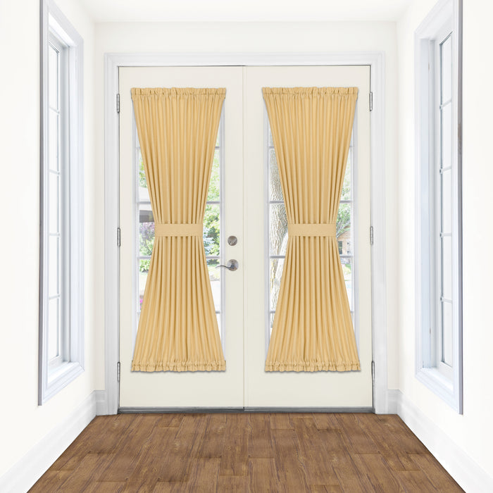 Darcy Rod Pocket Door Panel with Tieback, Soft Radiance, Machine Washable - Tan - 54x72