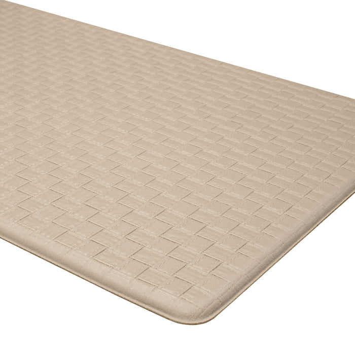 Achim Decorative Anti-Fatigue Mat - Faux-Leather Woven-Embossed - Eco PVC Foam - Sizes 18x30, 20x39 - Tan - 20x39