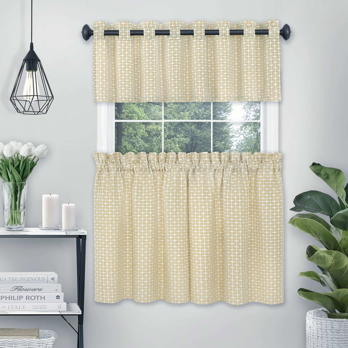 Bedford Rod Pocket Window Curtain Valance - 58 Inches x 13 Inches, Soft Chenille Fabric - Tan