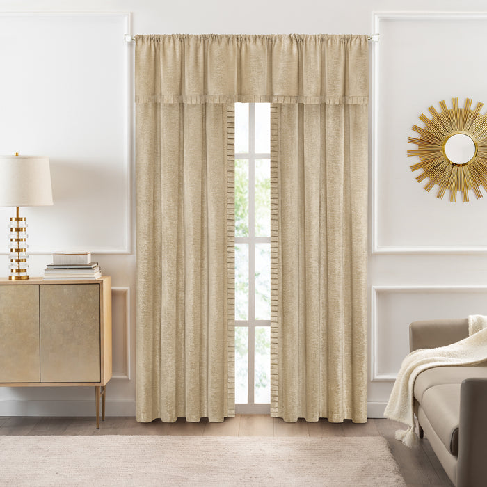 Bordeaux Rod Pocket Window Curtain Valance - 52 Inches x 14 Inches, Soft Chenille Fabric - Tan