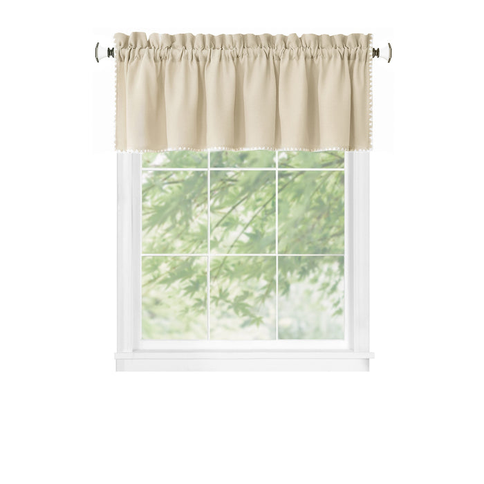 Kendal Rod Pocket Window Curtain Valance - 52 Inches x 14 Inches, Soft Chenille Fabric - Tan/White