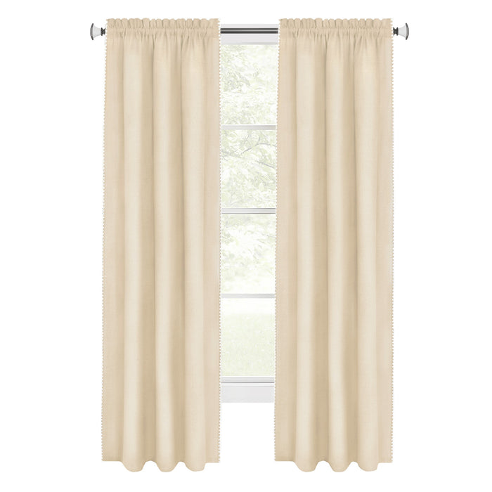 Kendal Rod Pocket Window Curtain Panel - 42 Inches Width - Light Filtering - Machine Washable - Geometric Diamond Clipped Design - Textiles & Soft Furnishings - Tan/White - 52x84