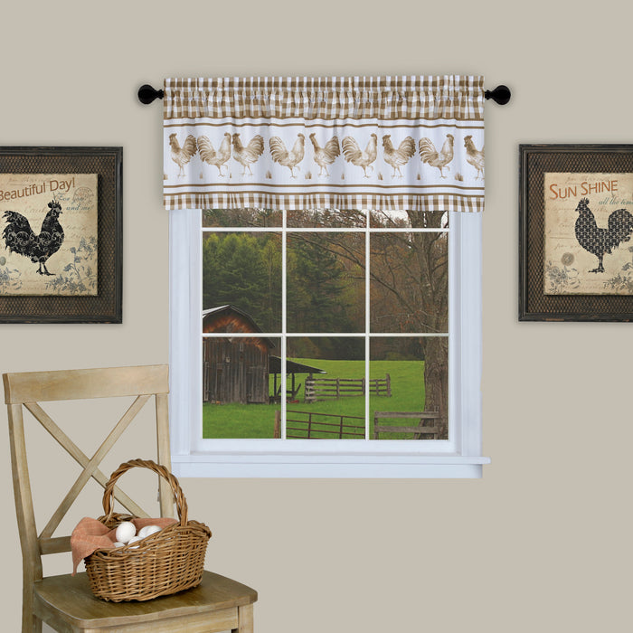 Barnyard Rod Pocket Window Curtain Valance - 58 Inches x 14 Inches, Soft Chenille Fabric - Taupe