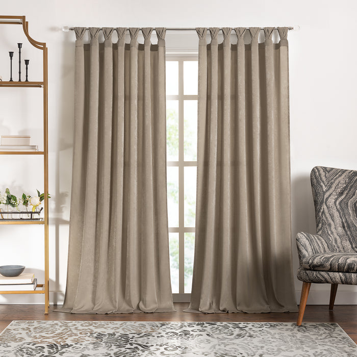 Peri Tulip Tab Top Window Curtain Panel, Luxurious Crepe Georgette Fabric, 52 Inches Wide - Taupe - 52x84