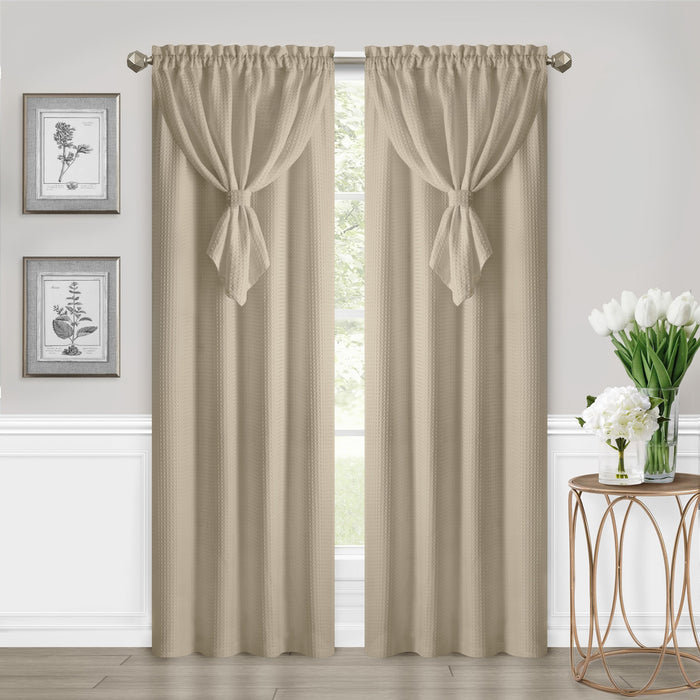 Window Curtain Panel with Attached Valance - Taupe - 42x63