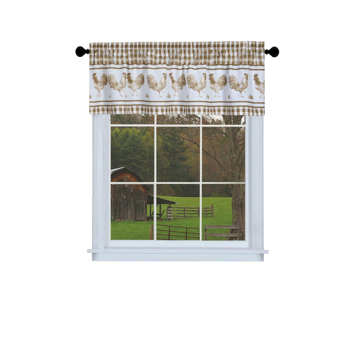 Barnyard Rod Pocket Window Curtain Valance - 58 Inches x 14 Inches, Soft Chenille Fabric - Taupe