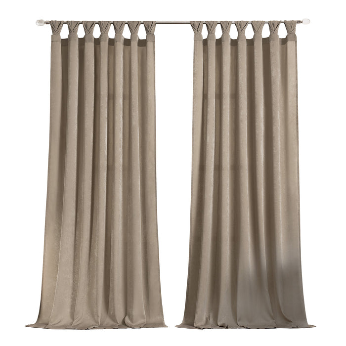 Peri Tulip Tab Top Window Curtain Panel, Luxurious Crepe Georgette Fabric, 52 Inches Wide - Taupe - 52x84