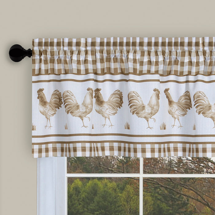 Window Curtain Tier Pair and Valance Set - Taupe - 58x36