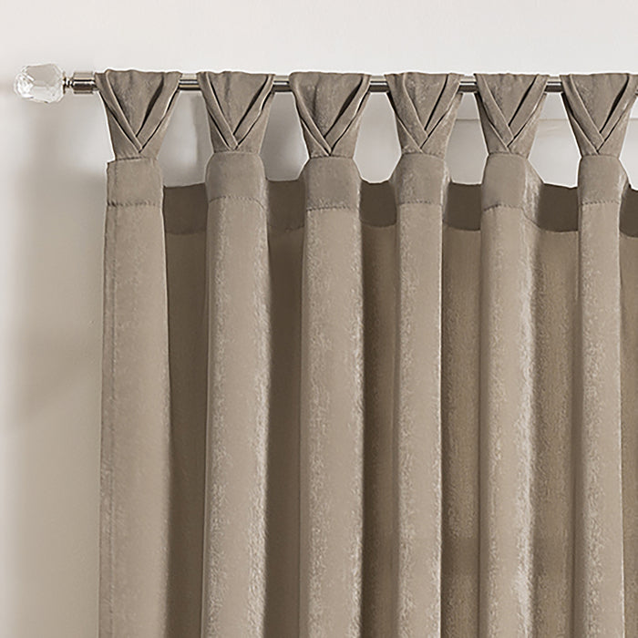 Peri Tulip Tab Top Window Curtain Panel, Luxurious Crepe Georgette Fabric, 52 Inches Wide - Taupe - 52x84