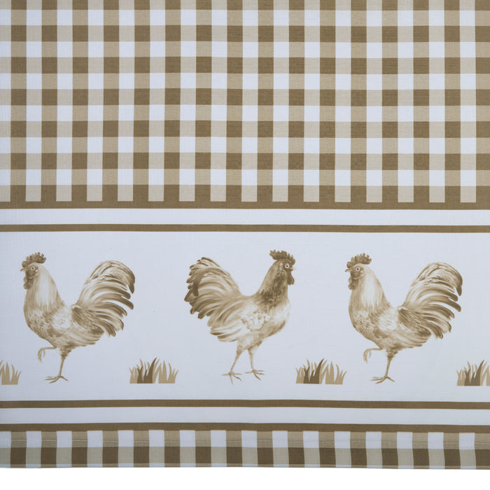 Window Curtain Tier Pair and Valance Set - Taupe - 58x24 - Rooster Print