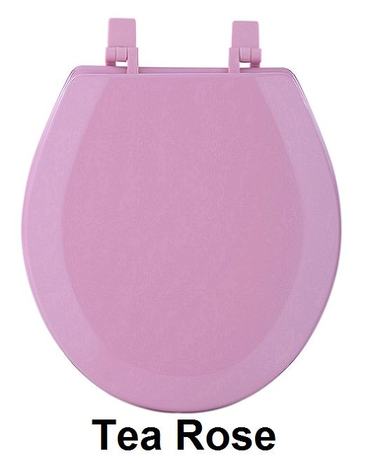 Fantasia 17 Inch Standard Wood Toilet Seat - Molded Design with Beveled Edge - Tea Rose