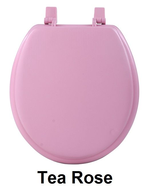 17 Inch Soft Standard Vinyl Toilet Seat with Foam Cushioning and Hinge Covers - Fantasia - Tea Rose