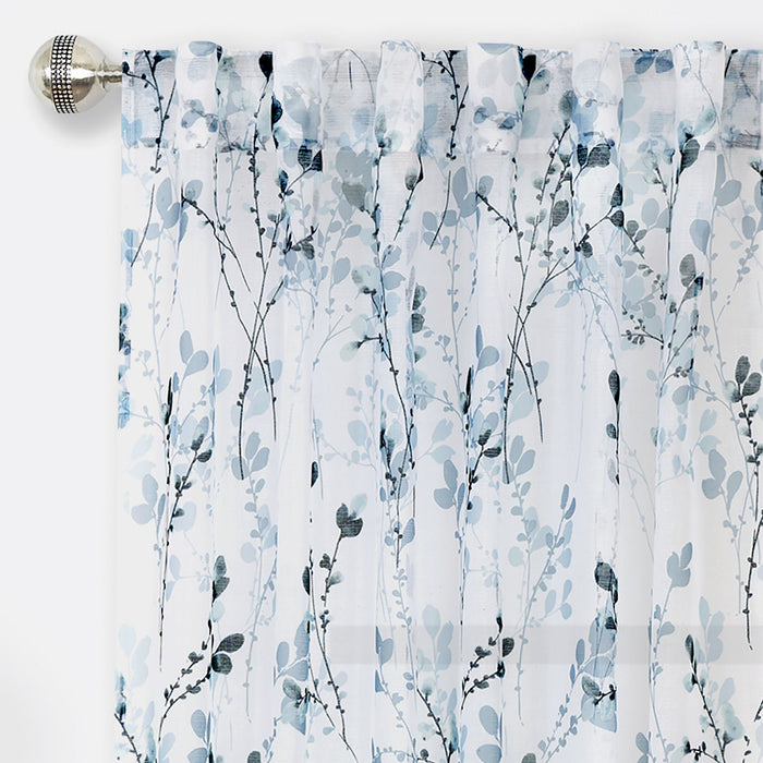 Misty Back Tab Window Curtain Panel - 52 Inches Wide, Semi-Sheer, Sold Separately - Teal - 52x84