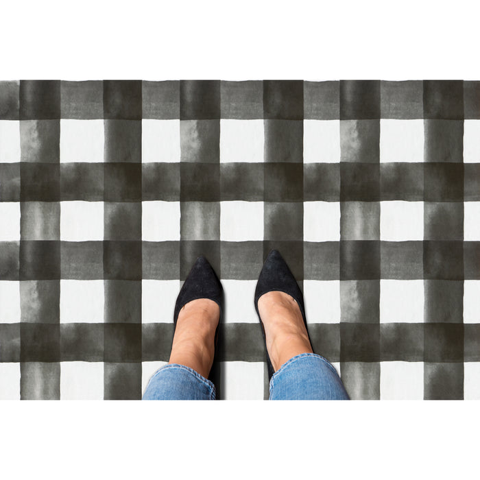 Retro Style 12x12 Self Adhesive Vinyl Floor Tile - 20 Tiles, 20 sqft - Watercolor Check