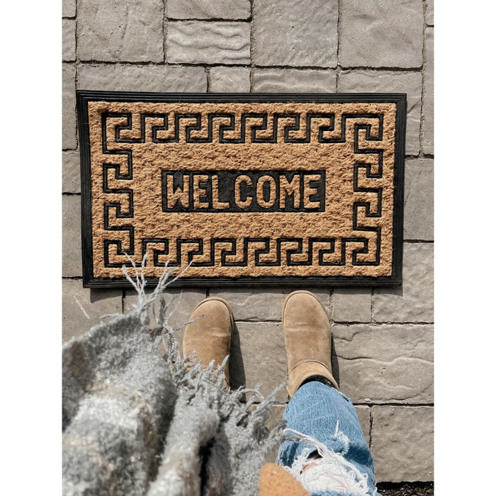 Coco Mat Daisy Doormat - 18x30, Durable, Eco-Friendly, Rubber Trim, Easy to Clean - Welcome Key