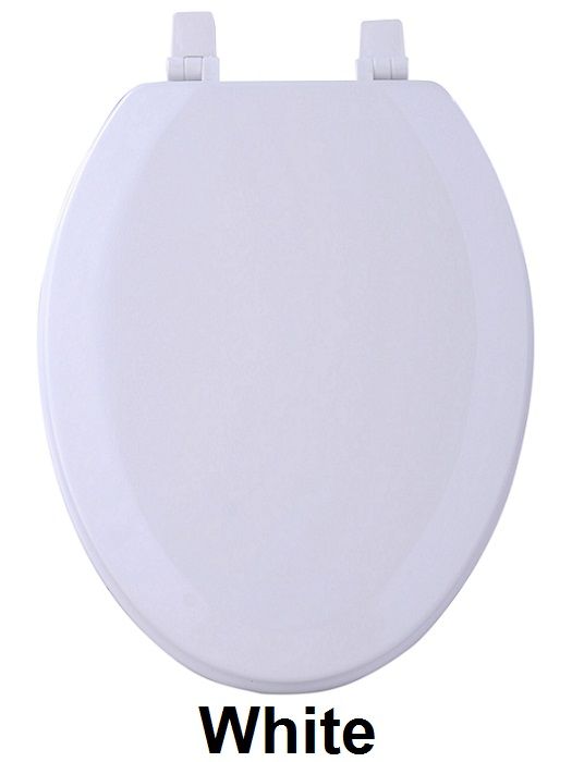 Fantasia 19 Inch Elongated Wood Toilet Seat with Beveled Edge - White