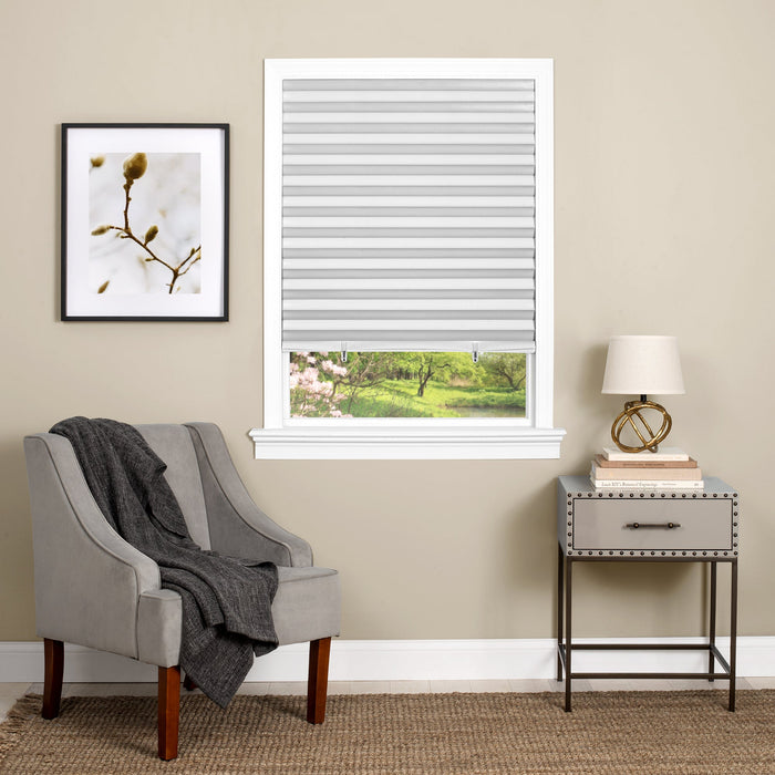 1-2-3 Vinyl Room Darkening Pleated Window Shade - White - 48x75