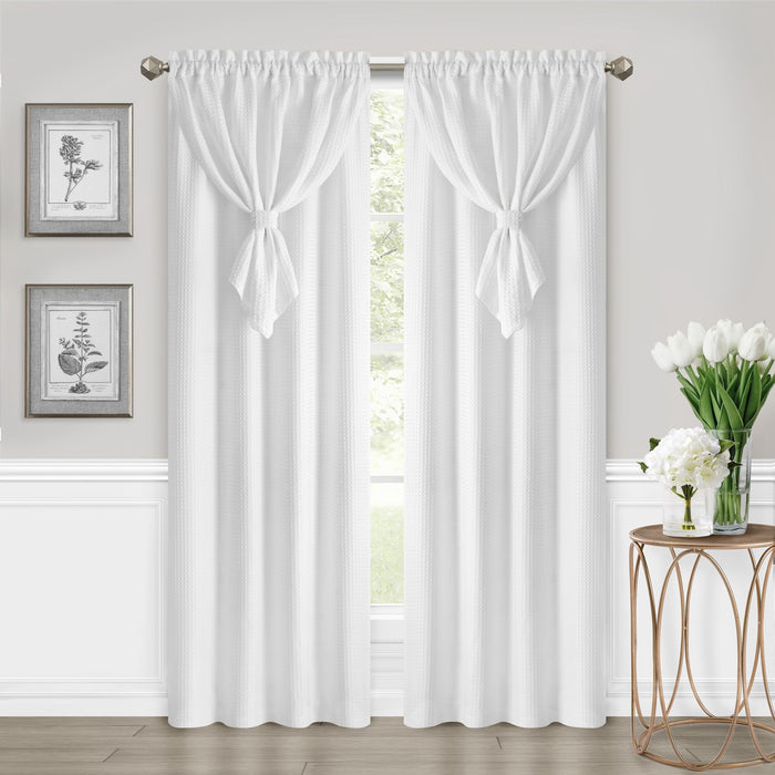 Window Curtain Panel with Attached Valance - White - 42x84