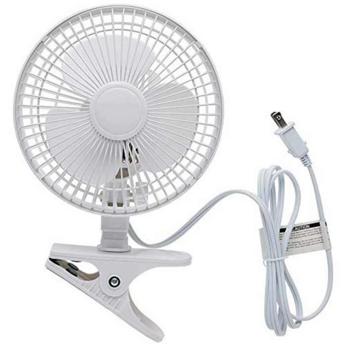 6 INCH - 2 Speed - Adjustable Tilt, Whisper Quiet Operation Clip-On-Fan with 5.5 Foot Cord and Steel Safety Grill (6" Fan with 5 FT Cord) - White