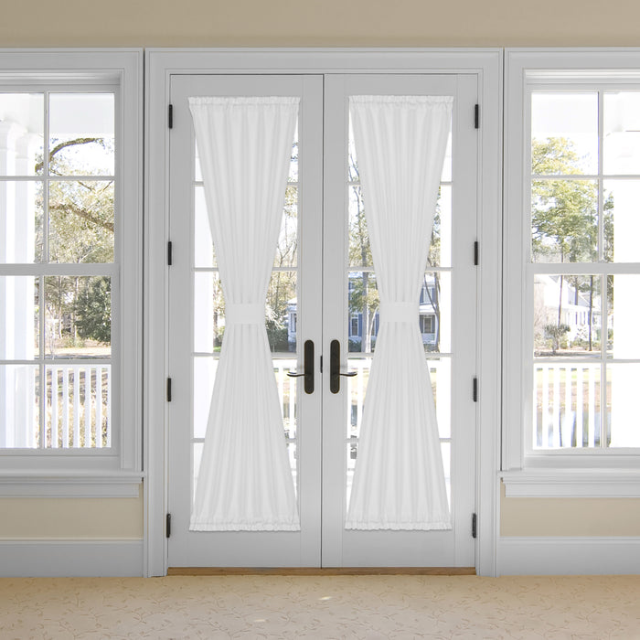 Darcy Rod Pocket Door Panel with Tieback, Soft Radiance, Machine Washable - White - 25x72