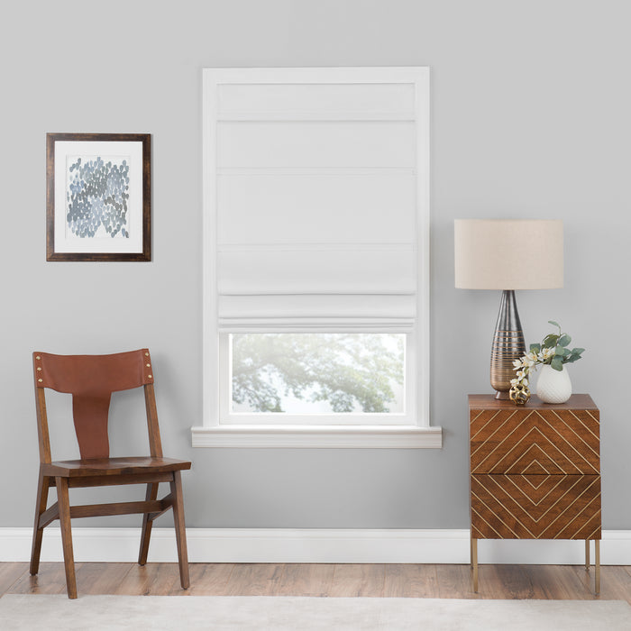 Cordless Blackout Roman Window Shade - Total Room Darkening & Stylish Valance - White - 33x64