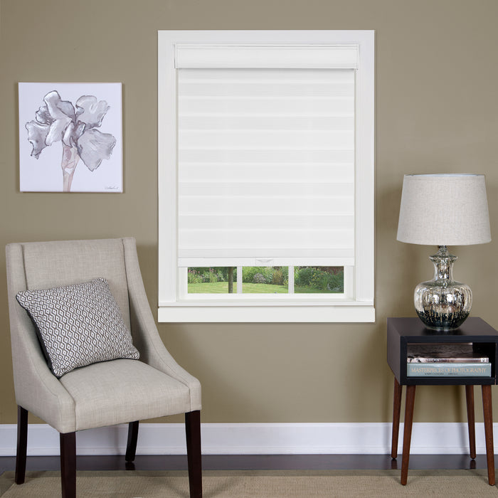 Cordless Celestial Sheer Double Layered Shade - Light Filtering & Adjustable Length - 72 Inches Length - Polyester - Easy Maintenance - White - 31x72