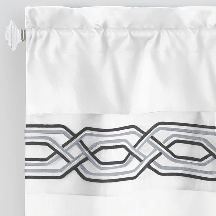 Paige 5 Piece Window Curtain Set - Valance, Panels, and Tie Backs Included - White - 55x84