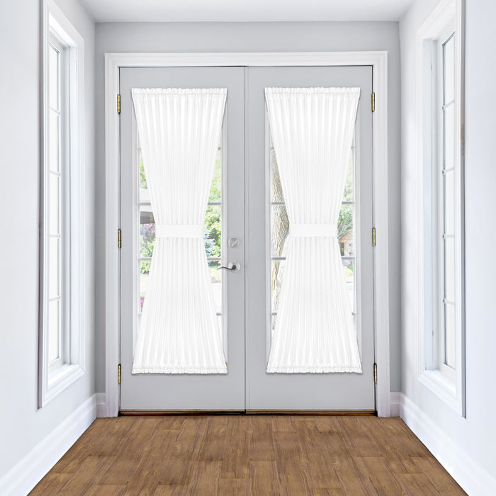 Darcy Rod Pocket Door Panel with Tieback, Soft Radiance, Machine Washable - White - 54x72