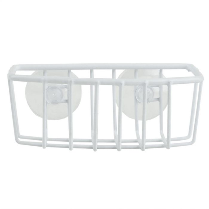 Vinyl Coated Steel Sponge Holder with Suction Cups - White