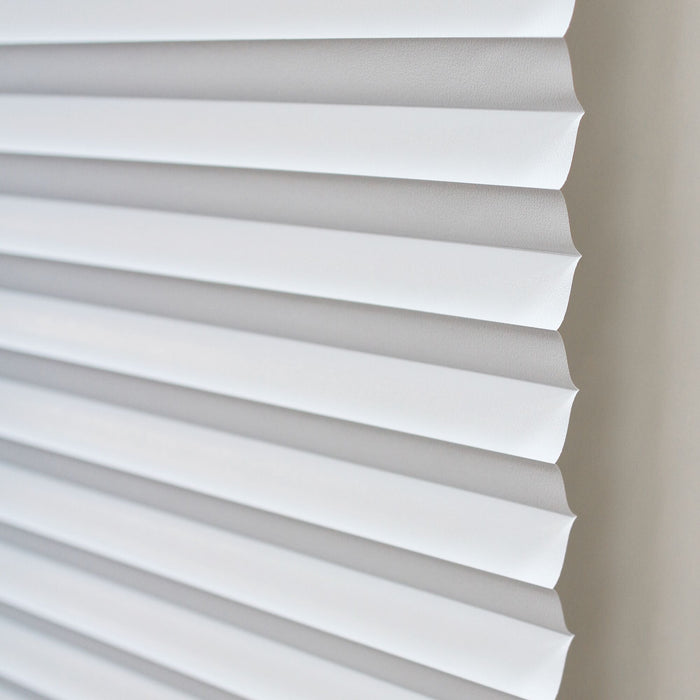 1-2-3 Vinyl Room Darkening Pleated Window Shade - White - 36x75