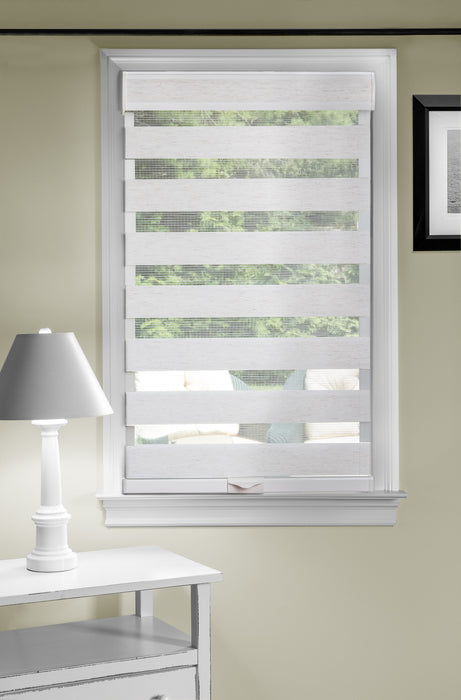 Cordless Celestial Sheer Double Layered Shade - Light Filtering & Adjustable Length - 72 Inches Length - Polyester - Easy Maintenance - White - 31x72