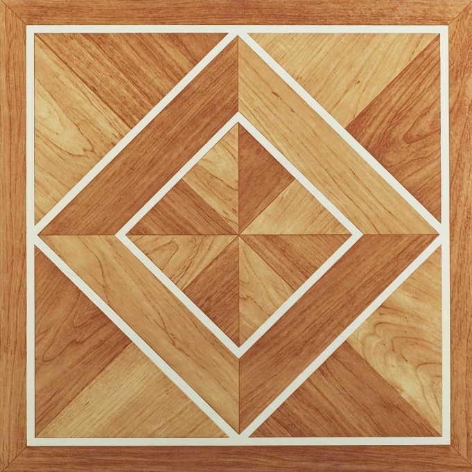 Tivoli 12x12 Self Adhesive Vinyl Floor Tile - Covers 45 Square Feet, 1-Year Warranty - White Border Classic Inlaid Parquet