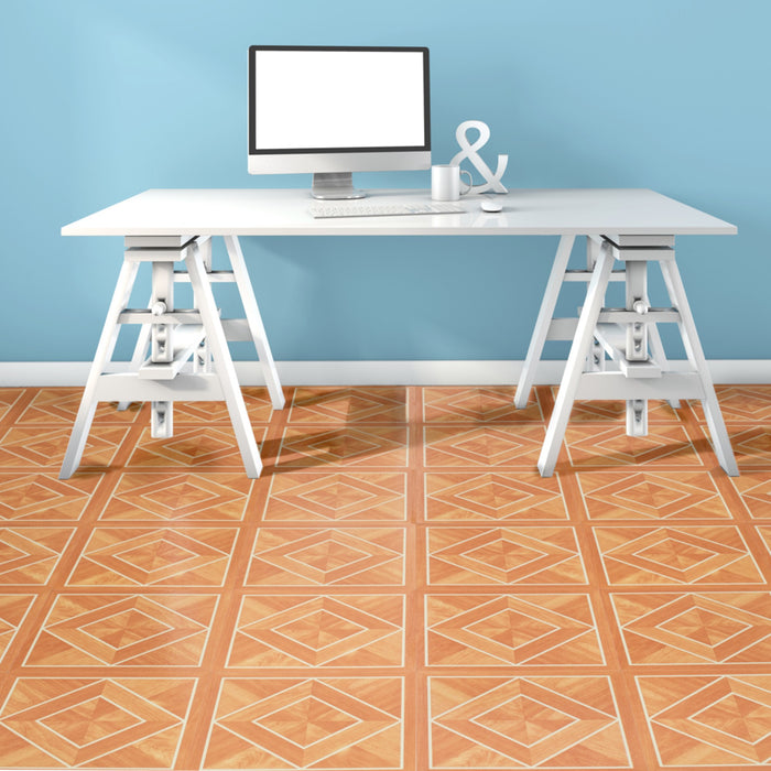 Tivoli 12x12 Self Adhesive Vinyl Floor Tile - Covers 45 Square Feet, 1-Year Warranty - White Border Classic Inlaid Parquet