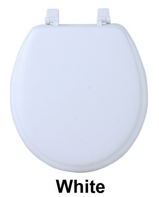 17 Inch Soft Standard Vinyl Toilet Seat with Foam Cushioning and Hinge Covers - Fantasia - White