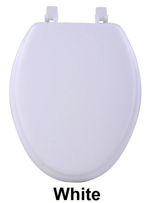 19 Inch Soft Elongated Vinyl Toilet Seat - White