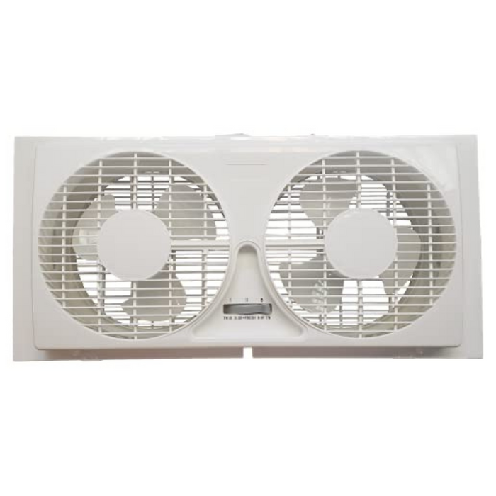 9-inch Twin Window Fan with Manual Reversible Airflow Control, Auto-Locking Expanders, and 2-Speed Fan Switch