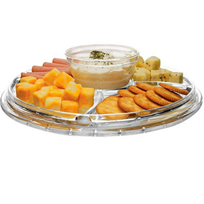 Extra Large (12") 6 in 1 Cake Stand with Dome Lid Multifunctional Serving Platter and Cake Plate, Salad/Punch Bowl/Dessert/Chips & Dip - BPA Free