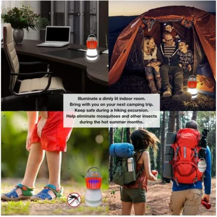 2 in 1 Camping Lantern - Electric Bug Zapper - Rechargeable, Waterproof, Collapsible & Portable - Mosquito, Gnat, Fly, Moth Killer - LED Tent Lamp (400nm UV) - Indoor & Outdoor Bug Zapper - 330 Lumens